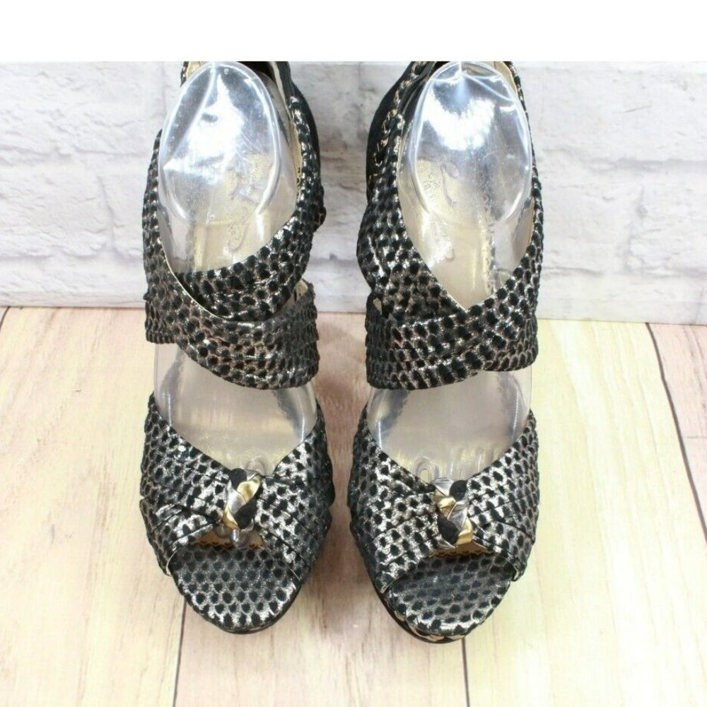Poetic License Force Of Nature Black Leather High Heel Sandals Size 10 M - Picture 4 of 10